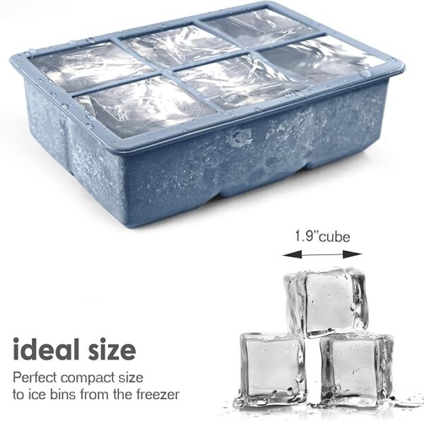 3-Pack Large Silicone Ice Cube Trays with Leakproof Removable Lids – BPA-Free, Stackable Square Ice Molds for Whiskey & Cocktails - Image 3