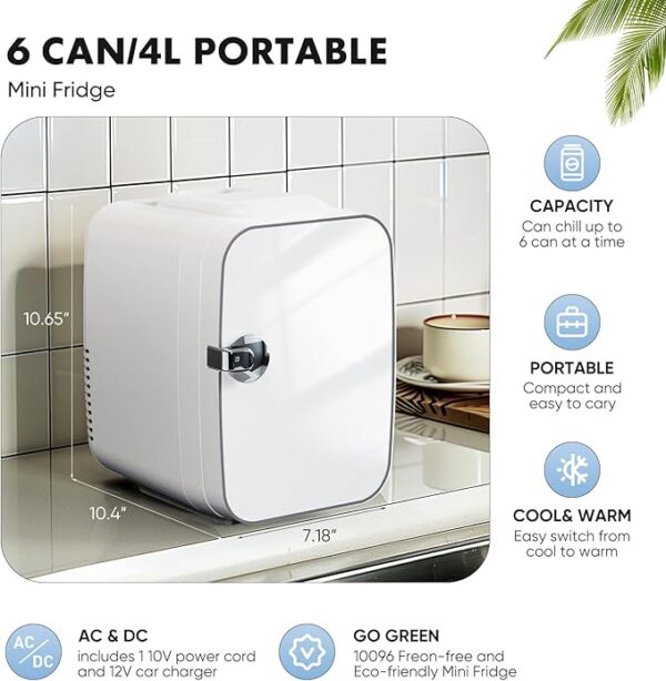 Sweetcrispy 4L Mini Fridge – Cooler & Warmer, White - Image 3