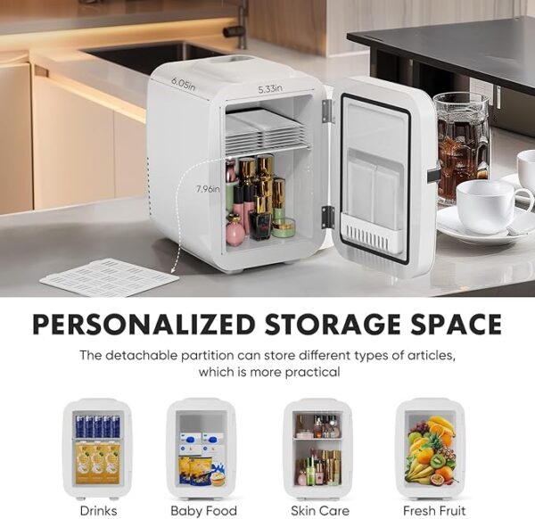 Sweetcrispy 4L Mini Fridge – Cooler & Warmer, White - Image 4