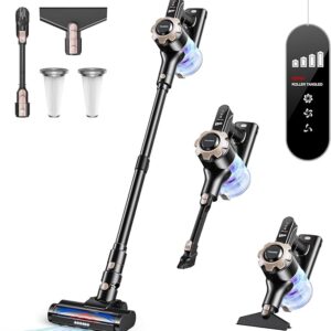 Cordless 8-in-1 stick vacuum cleaner in black – lightweight rechargeable vacuum with powerful suction for pet hair, tile, hardwood floors, and carpet Image resources from Amazon
