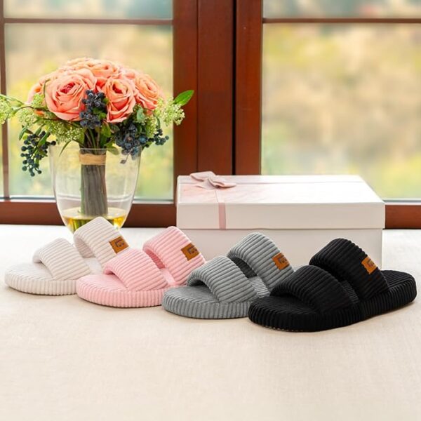 LongBay Women’s Memory Foam Slippers – Open Toe Dual-Strap Slip-On House Shoes with Soft Cushion Comfort for Indoor Bedroom Use - Image 3