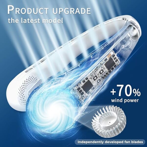 FrSara Portable Neck Fan – 5200mAh Personal Wearable Fan with 360° Cooling & Strong Airflow - Image 2