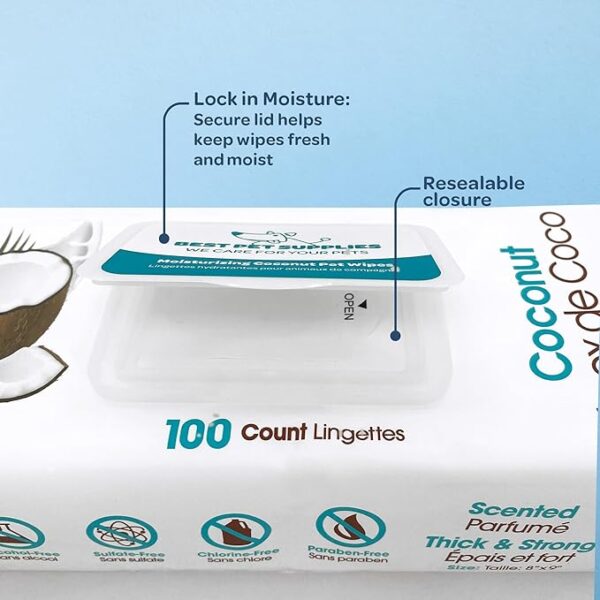 Best Pet Supplies Dog Wipes – Coconut Scent, 100 Count - Image 4