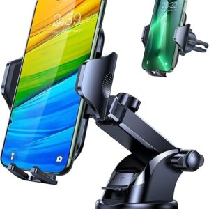 Universal Car Phone Holder Mount – 3-in-1 Dashboard, Windshield & Air Vent Phone Stand – Hands-Free Cell Phone Mount for iPhone & Android Smartphones