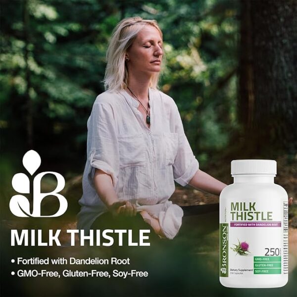 Bronson Milk Thistle with Silymarin & Dandelion Root – Liver Health & Detox Support Supplement – Antioxidant Formula – 120 Capsules - Image 3