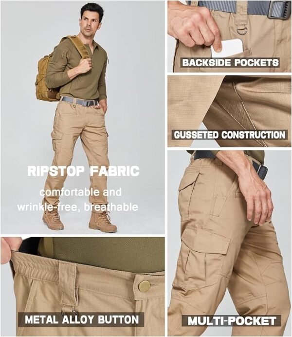 SPOSULEI Men’s Tactical Ripstop Cargo Work Pants – 9-Pocket Water-Resistant Hiking & Construction Pants - Image 5