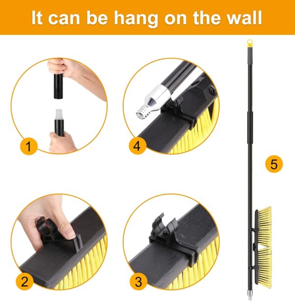 18" Push Broom Outdoor – Heavy Duty Broom with 63" Long Handle for Driveway, Deck, Garage, Yard, Patio & Concrete Floor Cleaning - Image 3