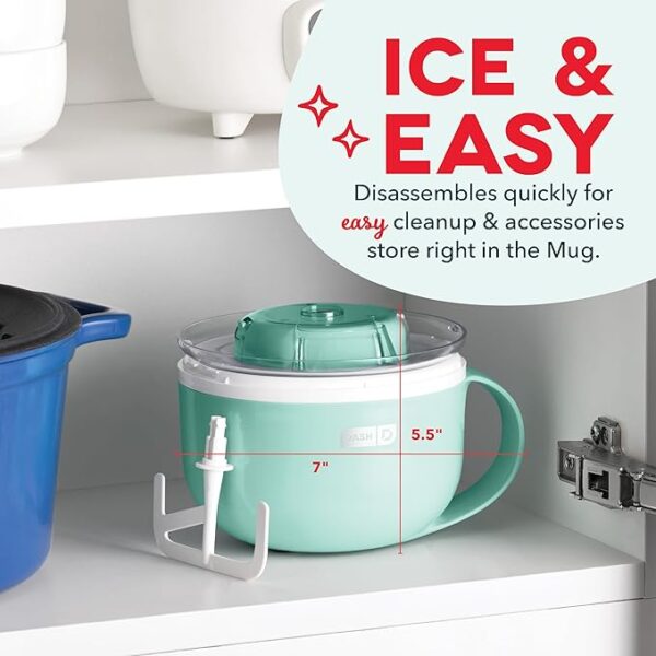 DASH My Mug Ice Cream Maker Machine – Aqua Soft Serve, Gelato, Sorbet & Frozen Yogurt Maker with 2 Bowls & Ingredient Chute - Image 5