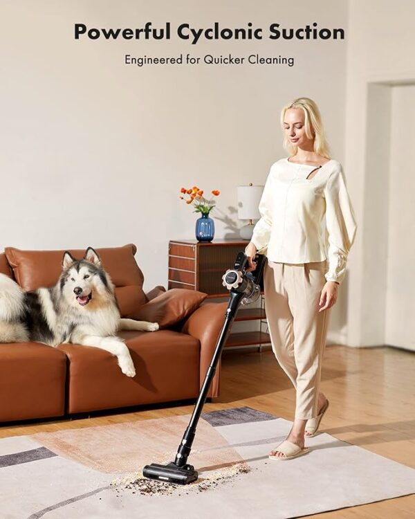 Cordless Vacuum Cleaner – 8-in-1 Lightweight Rechargeable Stick Vacuum with 45-Minute Runtime & Powerful Suction for Carpet, Pet Hair, Hardwood & Tile (Black) - Image 2