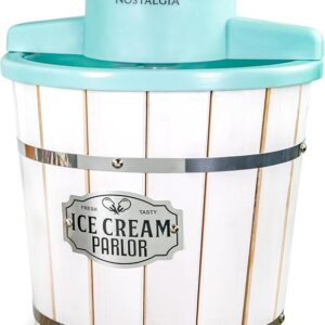 Nostalgia Electric Ice Cream Maker – 4 Quart Old-Fashioned Soft Serve Machine, Makes Frozen Yogurt & Gelato Fas
