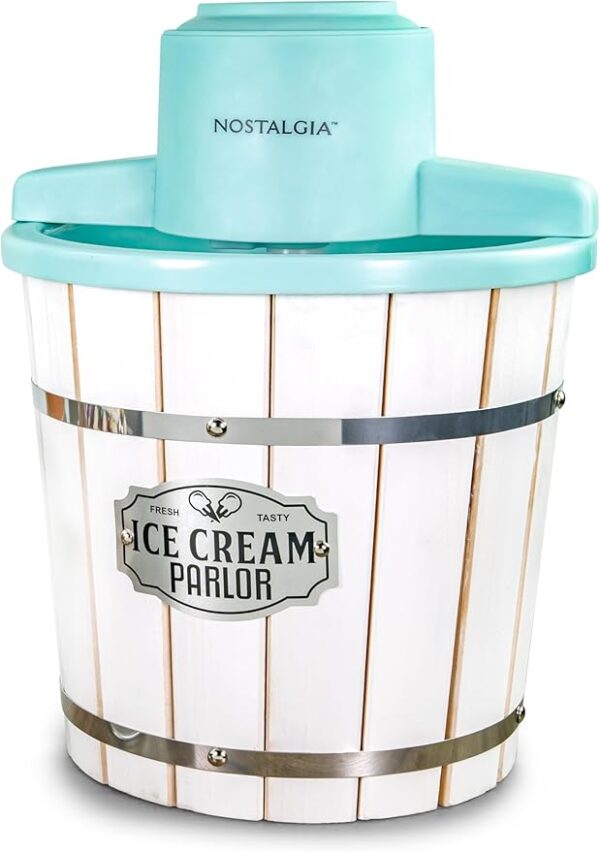Nostalgia Electric Ice Cream Maker – 4 Quart Old-Fashioned Soft Serve Machine, Makes Frozen Yogurt & Gelato Fas