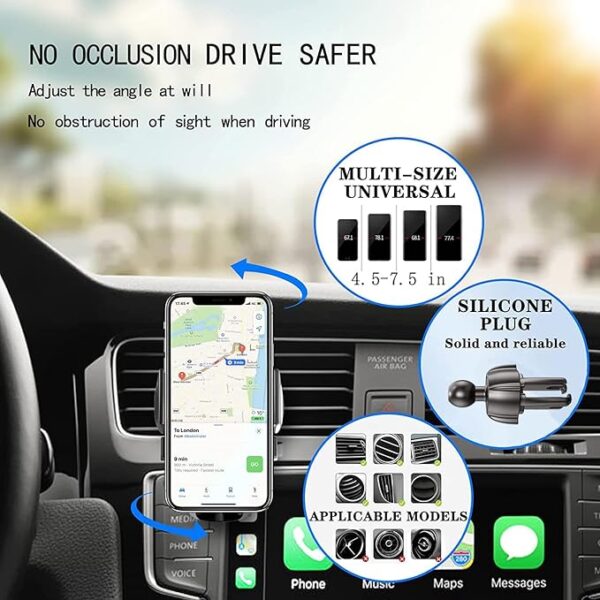 Universal Car Phone Holder Mount – 3-in-1 Dashboard, Windshield & Air Vent Phone Stand – Hands-Free Cell Phone Mount for iPhone & Android Smartphones - Image 2