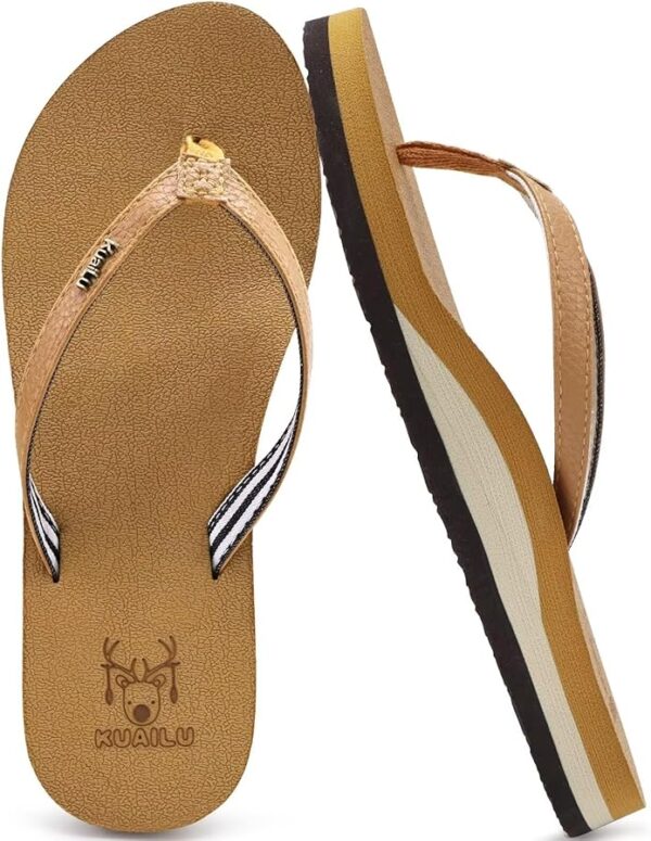 KuaiLu women’s arch support flip flops with yoga mat cushioned sole – comfortable slip-on thong sandals for beach, walking, and everyday summer wear Image resources from Amazon