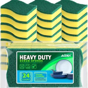 AIDEA 24-Pack Heavy Duty Kitchen Sponges for Dish Cleaning, Non-Smelly Scrubber Sponges for Pots and Pans Image source from Amazon
