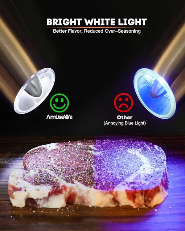 AmuseWit Electric Salt & Pepper Grinder Set – USB, Stainless Steel - Image 5
