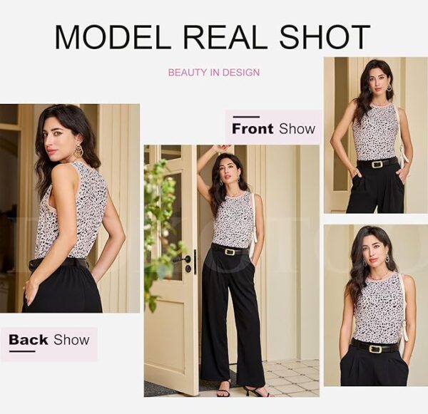 Dokotoo Women’s Leopard Print Sleeveless Tank Top – Crewneck Summer Casual T-Shirt Blouse - Image 3