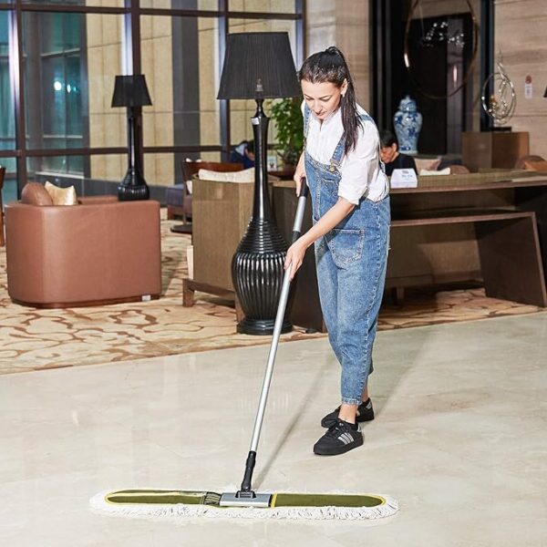 36" Commercial Dust Mop for Floor Cleaning – Heavy Duty Floor Duster with Long Handle for Hardwood, Tile & Marble Floors – Hotel, Gym & Household Use (Green) - Image 2