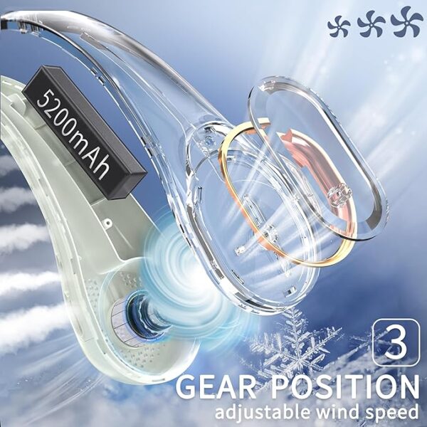 FrSara Portable Neck Fan – 5200mAh Personal Wearable Fan with 360° Cooling & Strong Airflow - Image 3