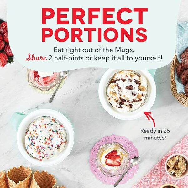 DASH My Mug Ice Cream Maker Machine – Aqua Soft Serve, Gelato, Sorbet & Frozen Yogurt Maker with 2 Bowls & Ingredient Chute - Image 4