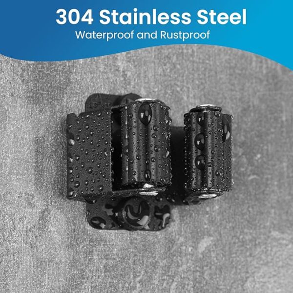 24PCS Broom Holder Wall Mount – Heavy Duty Stainless Steel Mop & Broom Hanger with Screws, Wall Organizer Rack for Garden, Garage & Outdoor Tools (Black) - Image 3