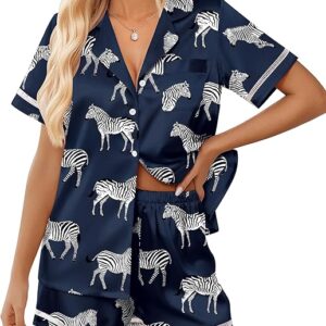 Ekouaer women’s short sleeve satin pajama set with button-up top and chest pocket Image resources from Amazon