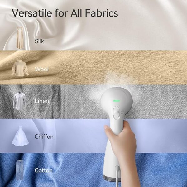 HiLIFE Steamer for Clothes – Handheld Garment Steamer with 300ml Tank, Portable Fabric Wrinkle Remover for Home & Travel Use – 1100W, 120V Only (White) - Image 6