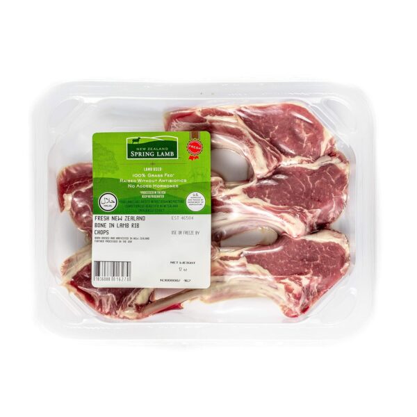 Fresh New Zealand Lamb Rib Chops – Premium Grass-Fed, Tender Cut, 0.75 lb Pack
