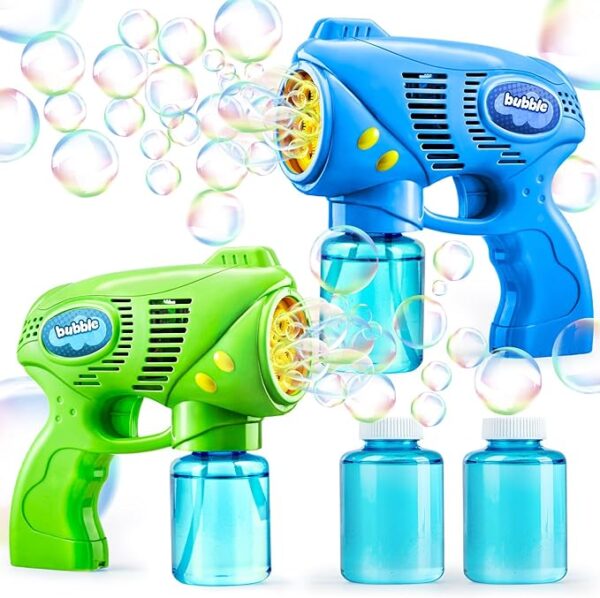 JOYIN 2-pack kids bubble guns with refill bottles – fun summer outdoor toy for toddlers and kids ages 1–8, ideal for parties, birthdays, and Easter gifts