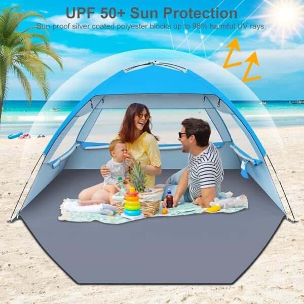 Gorich Beach Tent Sun Shelter with UPF 50+ UV Protection – Easy Setup Portable Beach Shade Tent for 3–10 People - Image 2