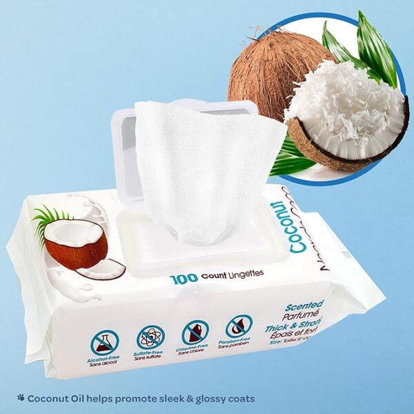 Best Pet Supplies Dog Wipes – Coconut Scent, 100 Count - Image 2