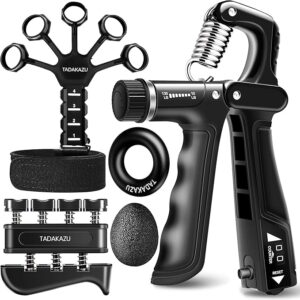 5-pack grip strength trainer kit with adjustable hand grippers, finger strengthener, and forearm exercisers – ideal for muscle building and injury rehab