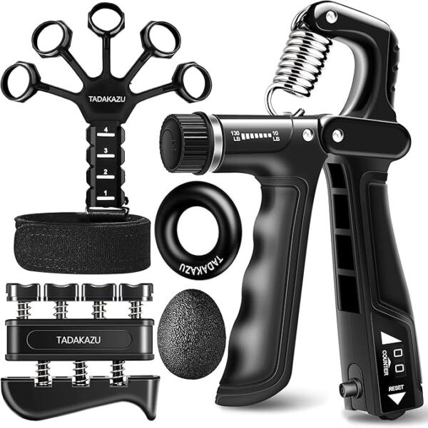 5-pack grip strength trainer kit with adjustable hand grippers, finger strengthener, and forearm exercisers – ideal for muscle building and injury rehab