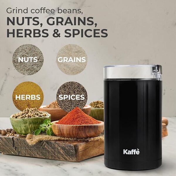 Kaffe One-Touch Electric Coffee Grinder (3 oz) – Easy On/Off Coffee Bean Grinder with Cleaning Brush, Makes Up to 12 Cups, Black - Image 2