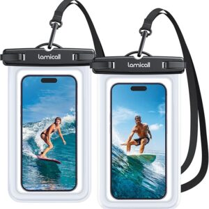 Lamicall Waterproof Phone Pouch 2-Pack – IPX8 Rated Dry Bag for iPhone & Android Phones, Perfect for Beach, Swimming & Travel Image source: Amazon