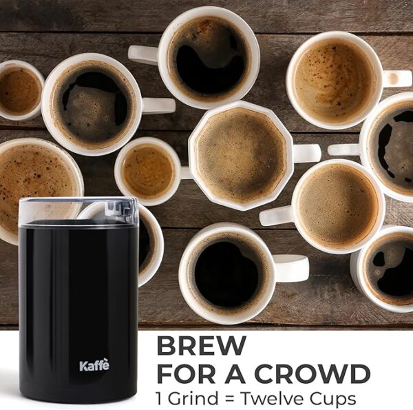 Kaffe One-Touch Electric Coffee Grinder (3 oz) – Easy On/Off Coffee Bean Grinder with Cleaning Brush, Makes Up to 12 Cups, Black - Image 4