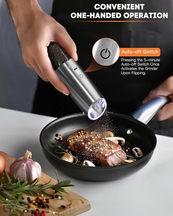 AmuseWit Electric Salt & Pepper Grinder Set – USB, Stainless Steel - Image 2