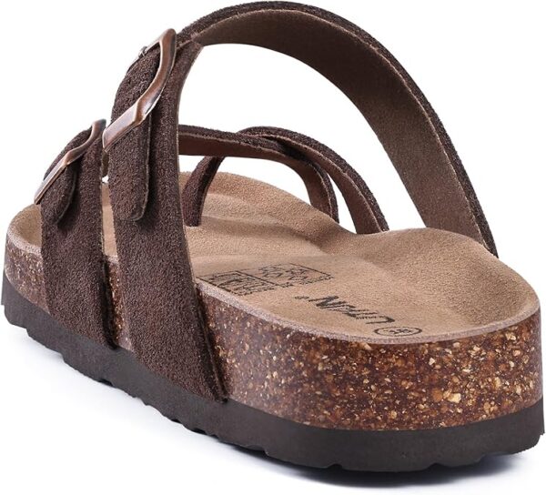 Litfun Women's Suede Cork Footbed Sandals – Comfortable Summer Slides with Adjustable Buckle - Image 6