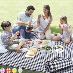 ZAZE extra large 80x80 picnic blanket in blue and white – waterproof, sandproof, foldable and machine washable outdoor mat for camping, travel, and beach Image resources from amazon
