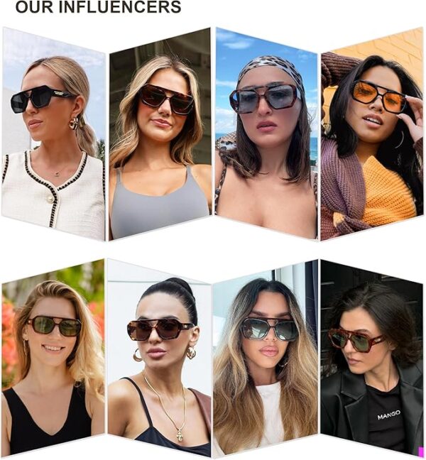 SOJOS Trendy Polarized Aviator Sunglasses – Hexagonal Square Double Bridge Unisex Shades (SJ2288) - Image 3