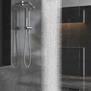 Veken 10-inch chrome all-metal rain shower head combo with handheld sprayer – high-pressure dual square shower heads and extension arm for luxury bathrooms Image resorces from Amazon