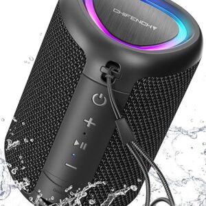 Portable Bluetooth Speaker with Lights – Waterproof, Clear Sound, Long Battery, AUX/TF Support, Bluetooth 5.3, TWS Pairing, Outdoor Mini Wireless Speaker