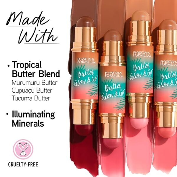 Physicians Formula Butter Glow & Go Multiuse Stick – Beach Bum Plum – Creamy Highlighter, Blush & Eyeshadow with Radiant Finish - Image 3