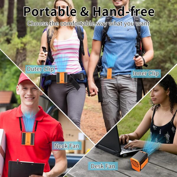 Portable Waist Fan – 10000RPM Clip-On Belt Fan with 4 Speeds & 24H Runtime for Outdoor Use - Image 4