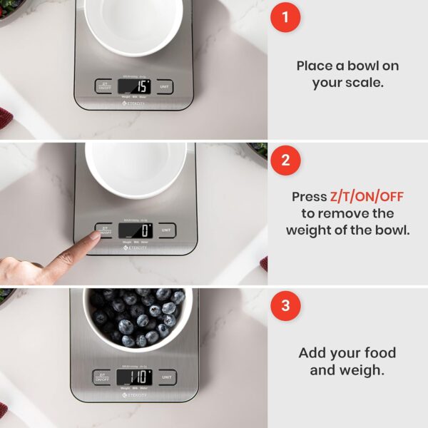 Etekcity Digital Kitchen Scale – Grams & Ounces, Stainless Steel - Image 4