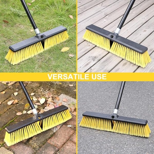 18" Push Broom Outdoor – Heavy Duty Broom with 63" Long Handle for Driveway, Deck, Garage, Yard, Patio & Concrete Floor Cleaning - Image 4