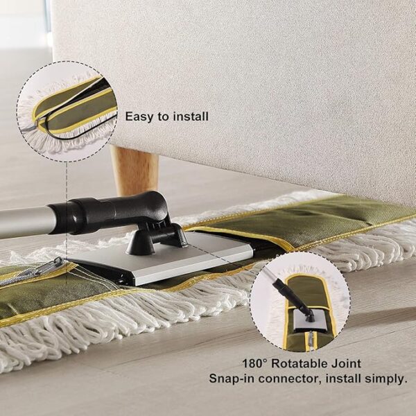 36" Commercial Dust Mop for Floor Cleaning – Heavy Duty Floor Duster with Long Handle for Hardwood, Tile & Marble Floors – Hotel, Gym & Household Use (Green) - Image 5