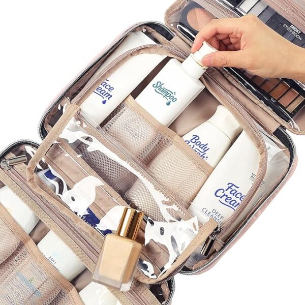 NISHEL Hanging Toiletry Bag for Women – Travel Organizer for Toiletries & Makeup – Medium, Pink - Image 5