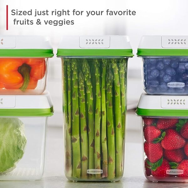 Rubbermaid FreshWorks Produce Saver 8-Piece Set – Medium & Large Clear Storage Containers for Longer-Lasting Freshness - Image 3